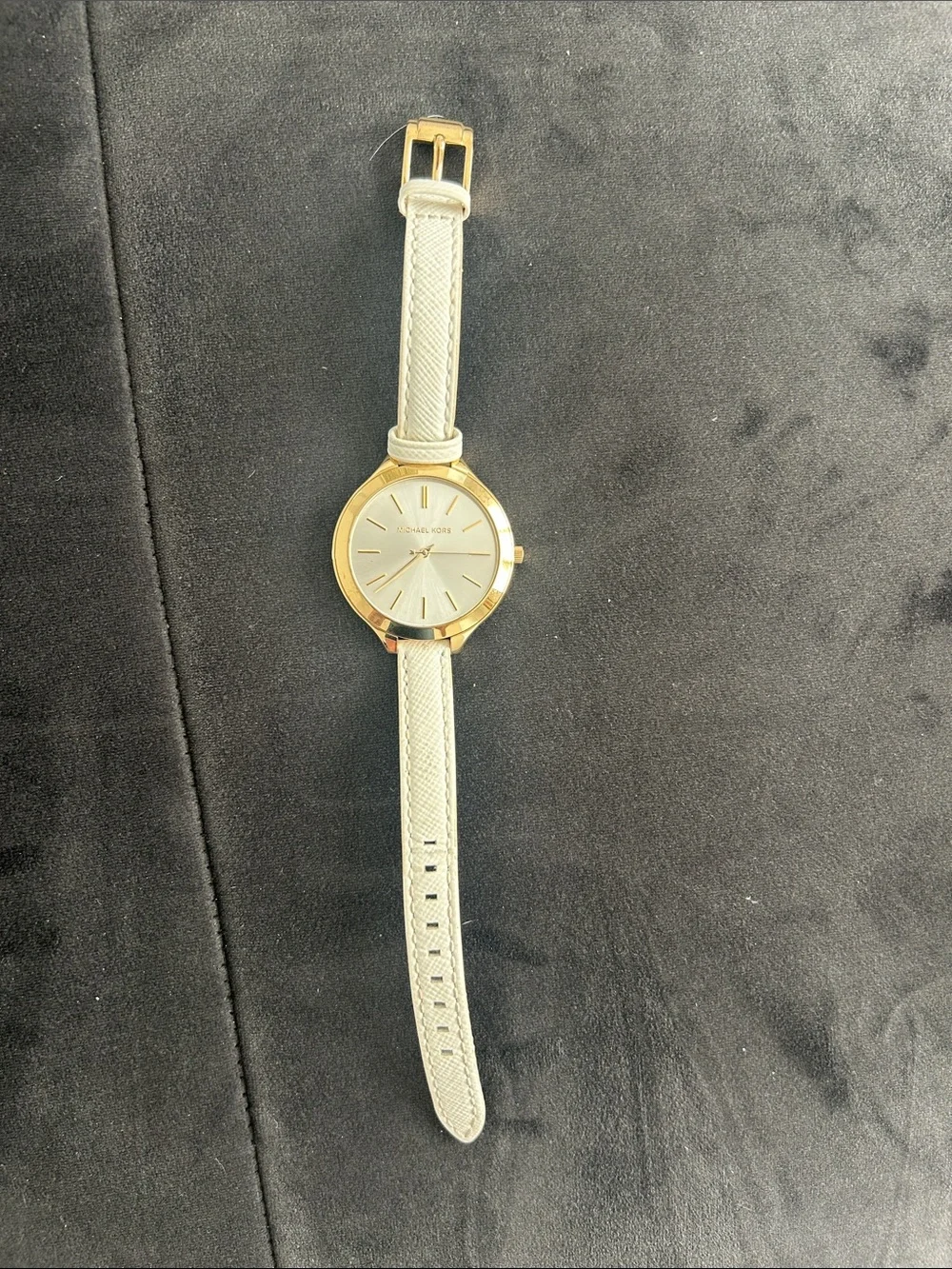 Michael Kors Gold-Tone Case Cream Leather Strap Women's Watch